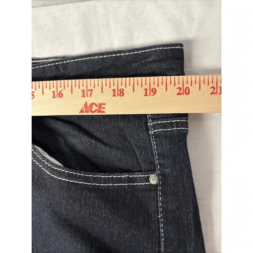 Qias Stitch - Jeans Women's Size 20 Black Denim Straight Leg Embroidery 40x30
